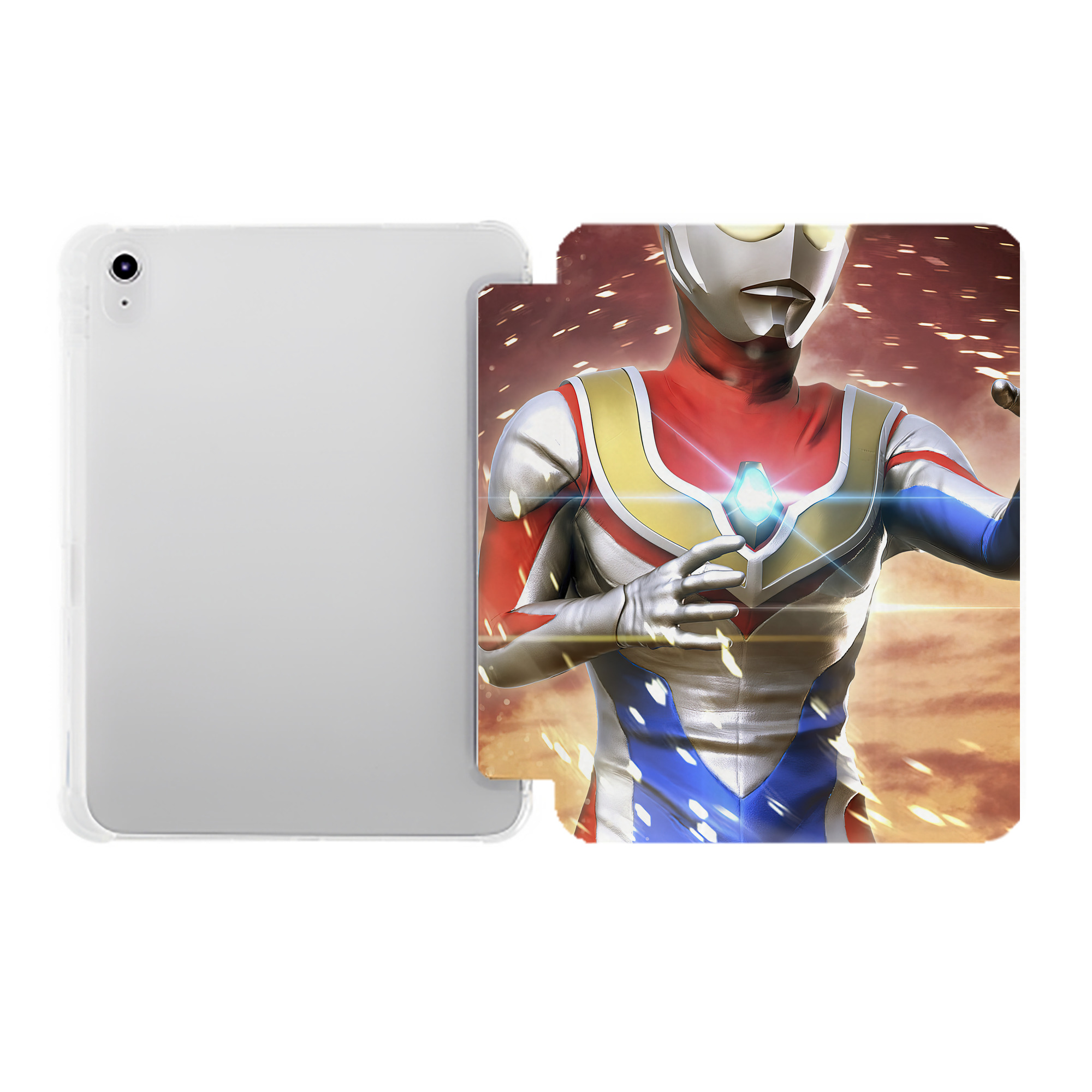 （画像用） ウルトラマン Ultraman IPad ケース ペン収納付き 三つ折りスタンド PUレザー×シリコン 対応機種9.5/10.5/10.9インチ